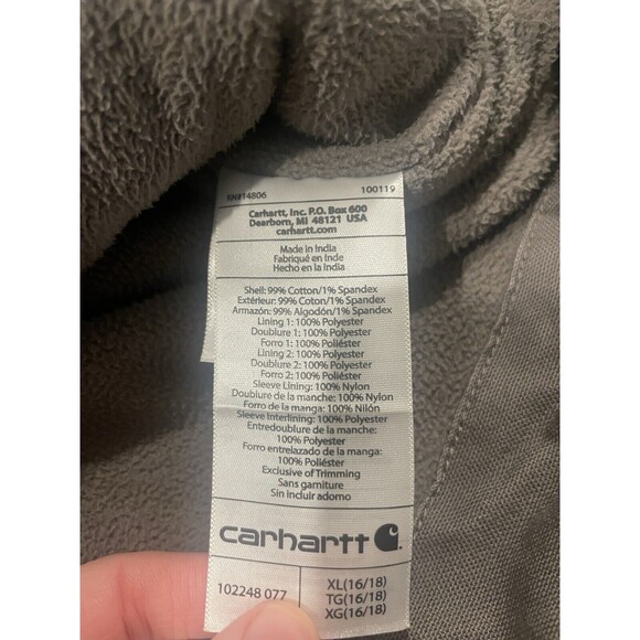 Carhartt Jacket Women's XL 16/18 Gray Full Swing 102248 Duck Sherpa Hooded - Picture 3 of 9